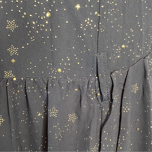 Anthropologie By The River Black Gold Star Print Midi Dress - Picture 10 of 14